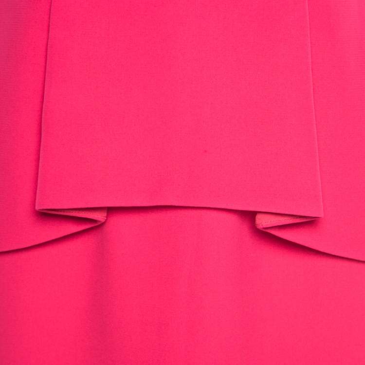 Pre Owned Dior Pink Silk Crepe Peplum Sleeveless Sheath Dress M