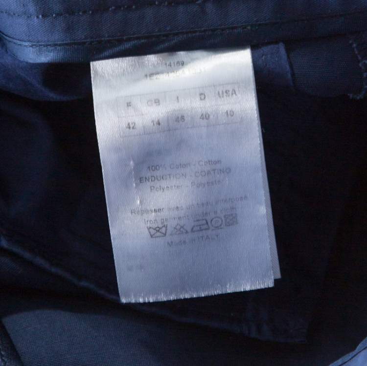 Pre Owned Dior Dark Blue Cotton High Waist Flared Pants L