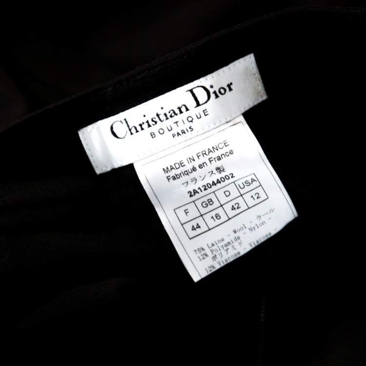 Pre Owned Dior Black Wool Braided Trim Flared Trousers L
