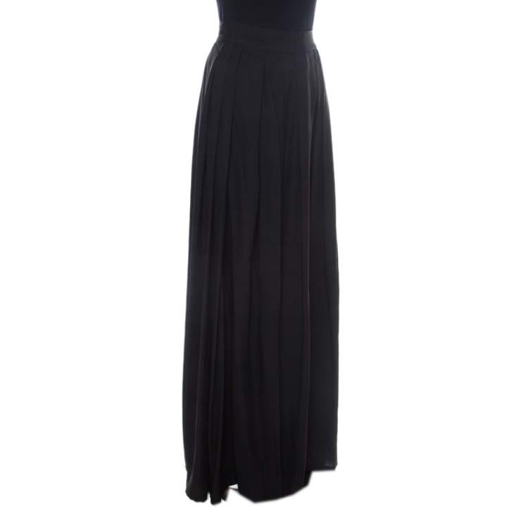 Pre Owned Christian Dior Black Pleated Crepe Palazzo Pants M