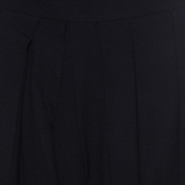 Pre Owned Christian Dior Black Pleated Crepe Palazzo Pants M