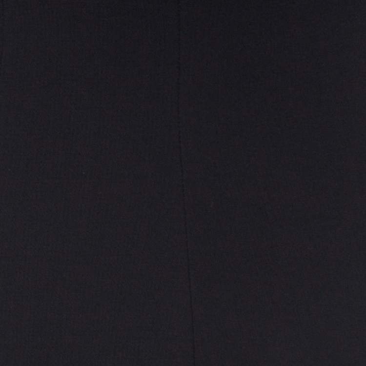 Pre Owned Christian Dior Black Textured Wool High Waist Pencil Skirt L