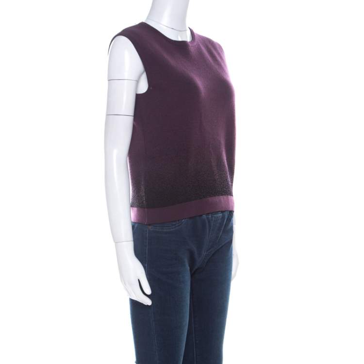 Pre Owned Dior Dark Purple Lurex Knit Ombre Sleeveless Sweater L 