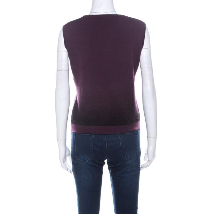 Pre Owned Dior Dark Purple Lurex Knit Ombre Sleeveless Sweater L 