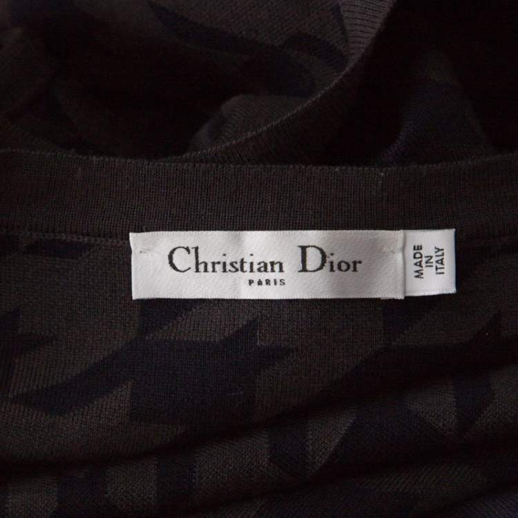 Pre Owned Dior Grey Wool Houndstooth Pattern Sleeveless Sweater L 