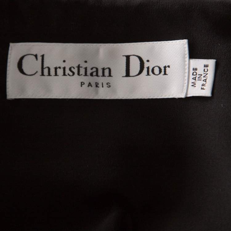 Pre Owned Dior Black & White Tweed Sleeveless Double Breasted Fold Over Crop Top S