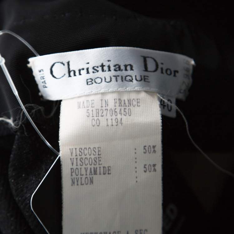Pre Owned Dior Vintage Black Embellished Tulle Contrast Cuff Detail Scoop Back Gown M