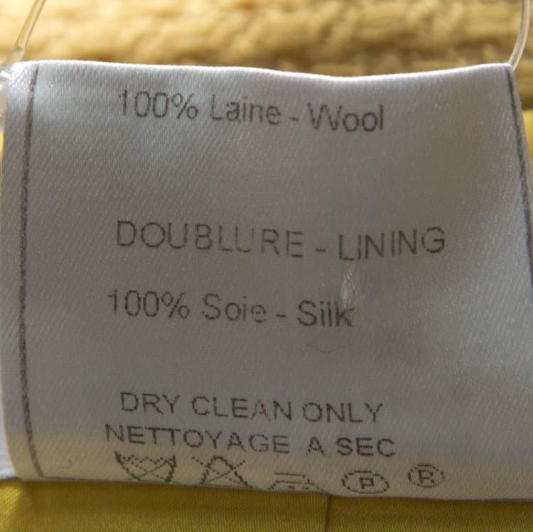 Pre Owned Christian Dior Yellow Wool Ribbon Tweed Fringe Trim Detail Jacket L