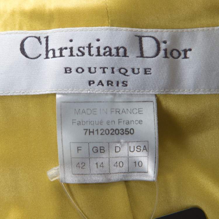 Pre Owned Christian Dior Yellow Wool Ribbon Tweed Fringe Trim Detail Jacket L