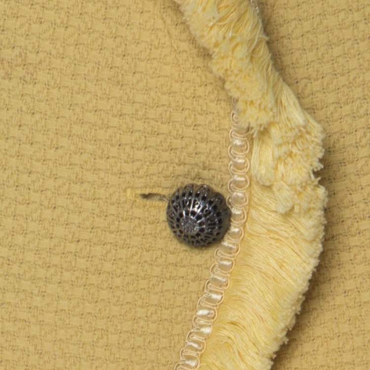 Pre Owned Christian Dior Yellow Wool Ribbon Tweed Fringe Trim Detail Jacket L