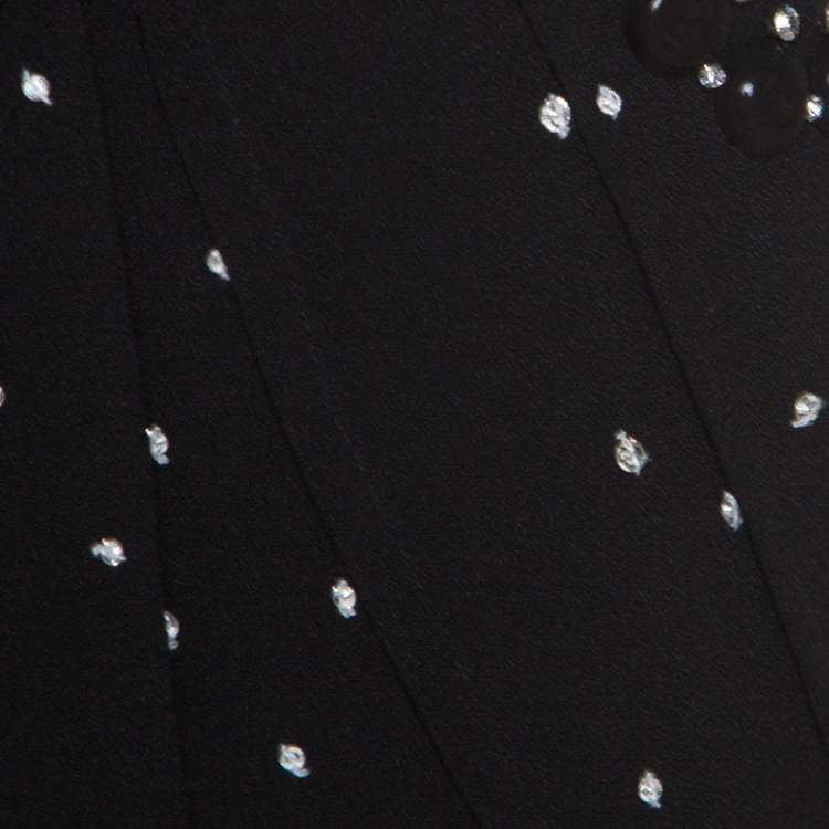 Pre Owned Dior Black Crepe Pleat Detail Embellished Strapless Gown M