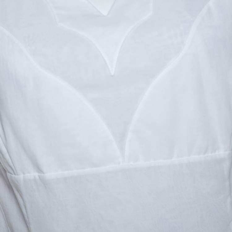 Pre Owned Dior White Cotton Scallop Detail Sleeveless Top S