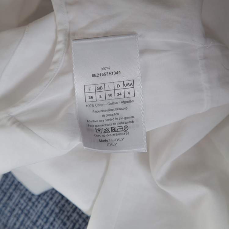 Pre Owned Dior White Cotton Scallop Detail Sleeveless Top S