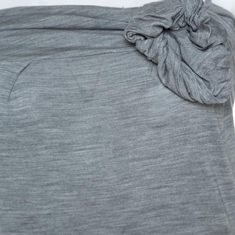 Pre Owned Dior Grey Silk Knit Floral Applique Detail Sleeveless Top S