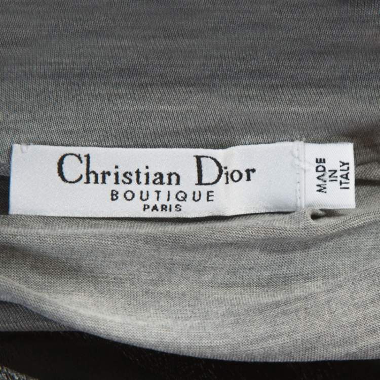 Pre Owned Dior Grey Silk Knit Floral Applique Detail Sleeveless Top S