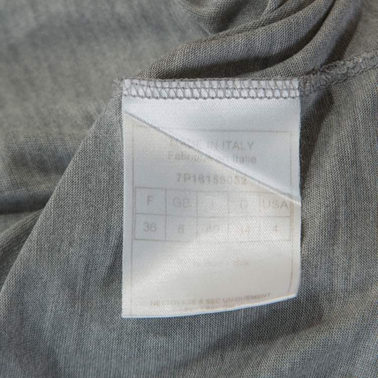 Pre Owned Dior Grey Silk Knit Floral Applique Detail Sleeveless Top S