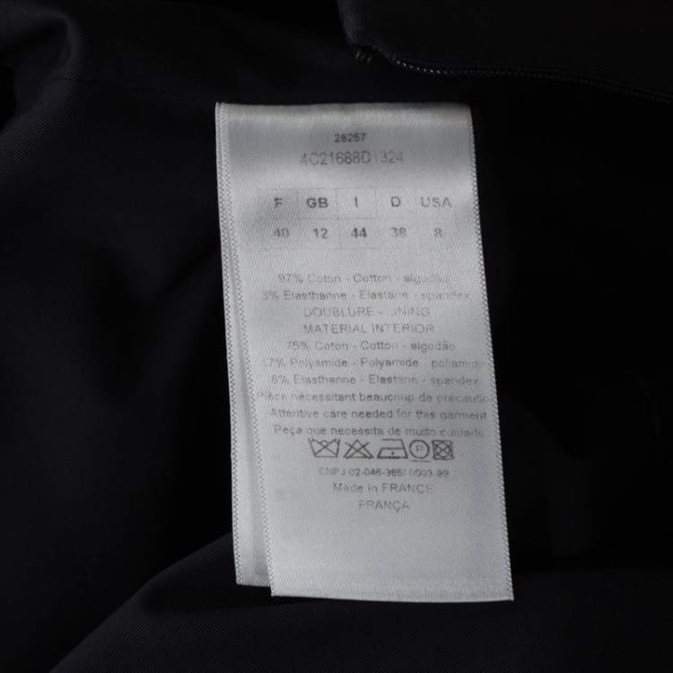 Pre Owned Christian Dior Black Cotton Sleeveless Contrast Hem Detail Dress M