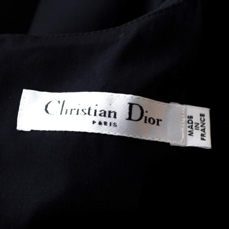 Pre Owned Christian Dior Black Cotton Sleeveless Contrast Hem Detail Dress M