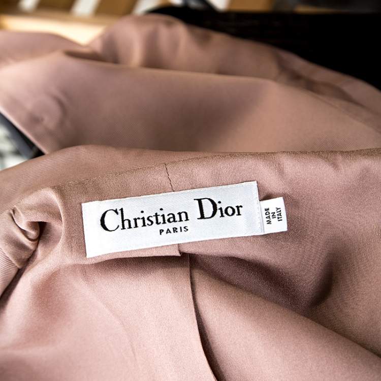Pre Owned Christian Dior Blush Pink Silk Belted Top M