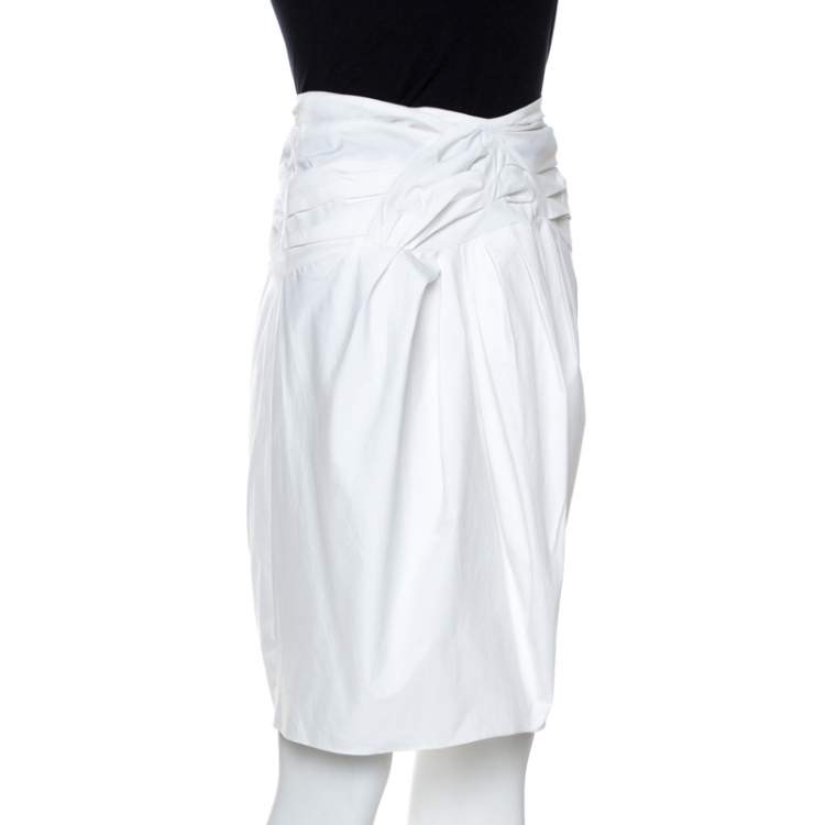 مملوكة مسبقًا Christian Dior Boutique White Cotton Bow Detail Skirt S