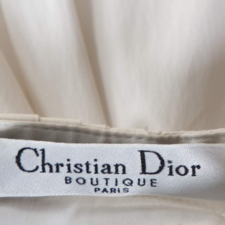 مملوكة مسبقًا Christian Dior Boutique White Cotton Bow Detail Skirt S