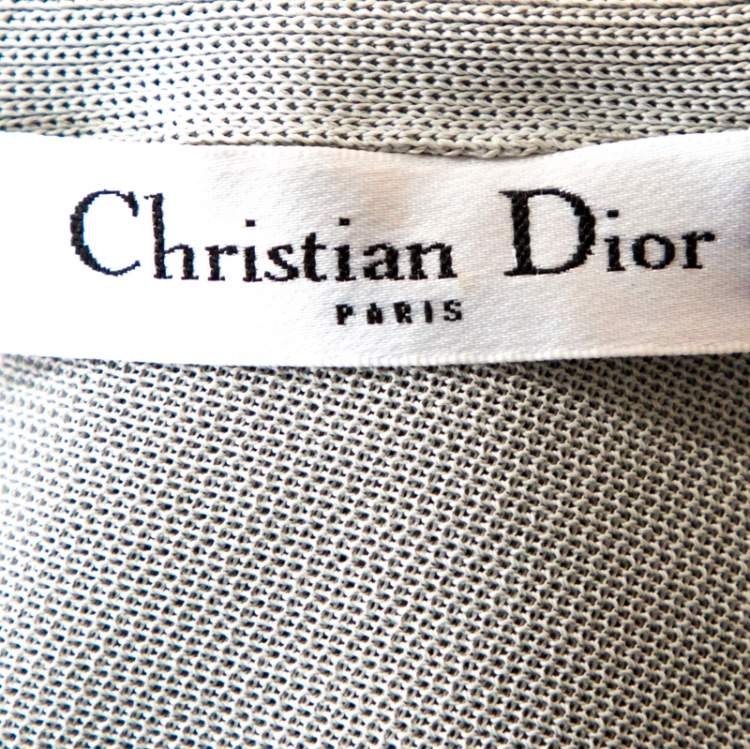 مملوكة مسبقًا Dior Grey Pointelle Knit Ruched Detail Top M