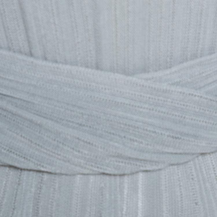 مملوكة مسبقًا Dior Grey Pointelle Knit Ruched Detail Top M