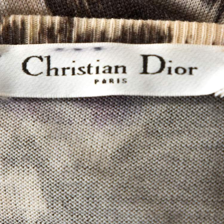 Pre Owned Dior Multicolor Floral Print Wool Silk Knit Embellished Cardigan M
