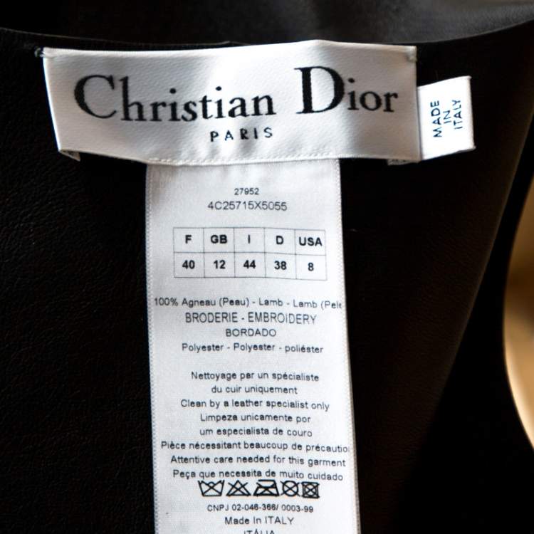 Pre Owned Dior Black Lamb Leather Laser Cut Detail Jacket M