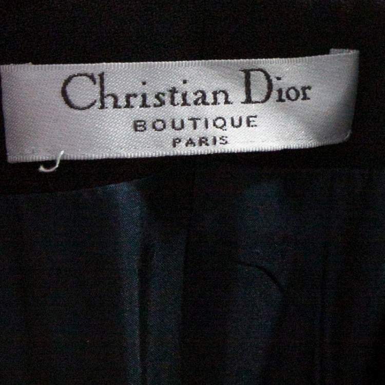 Pre Owned Dior Boutique Navy Blue Crepe Strapless Gown S