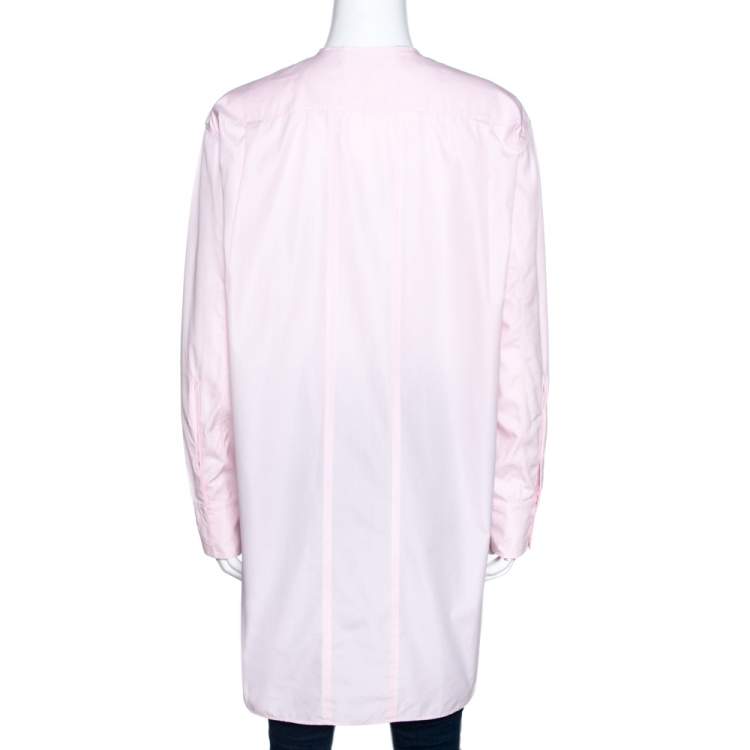 Pre Owned Dior Light Pink Cotton Button Front Tunic Shirt M