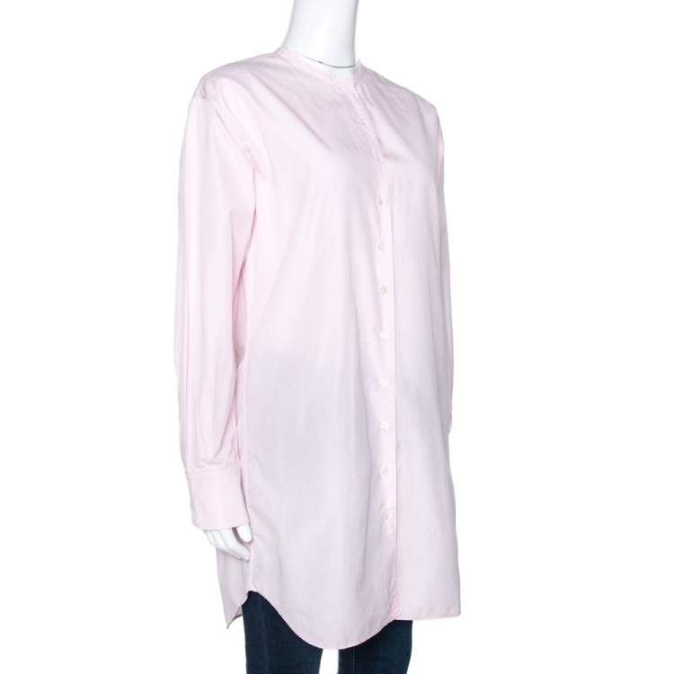 Pre Owned Dior Light Pink Cotton Button Front Tunic Shirt M