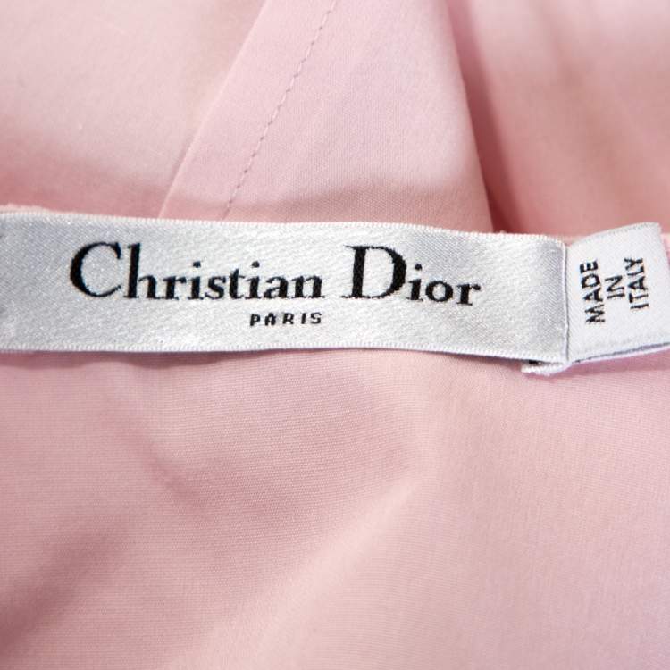 Pre Owned Dior Light Pink Cotton Button Front Tunic Shirt M