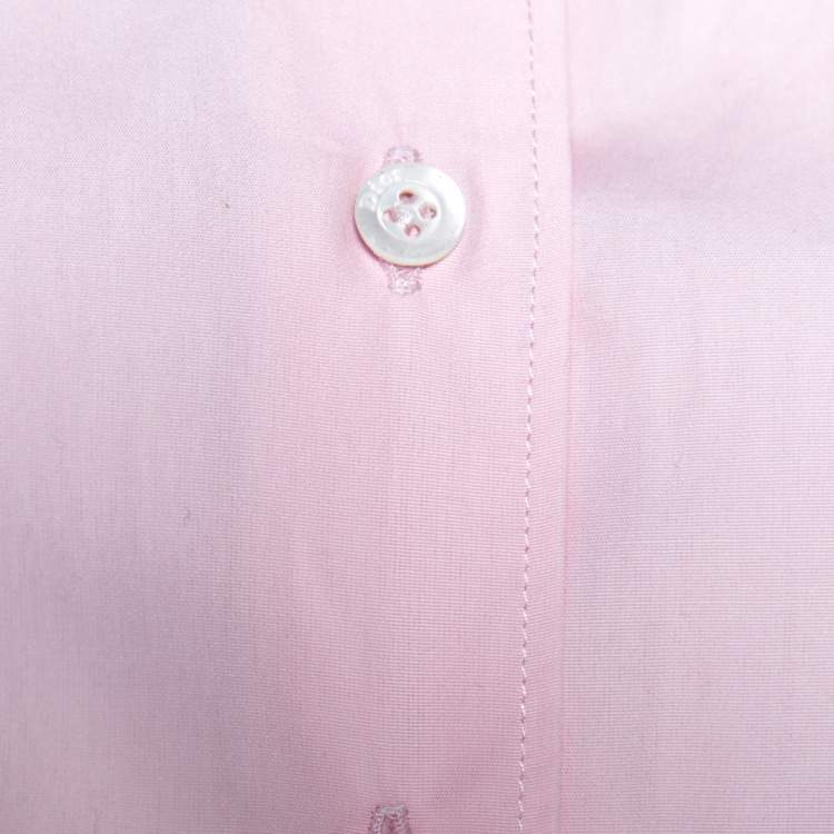 Pre Owned Dior Light Pink Cotton Button Front Tunic Shirt M