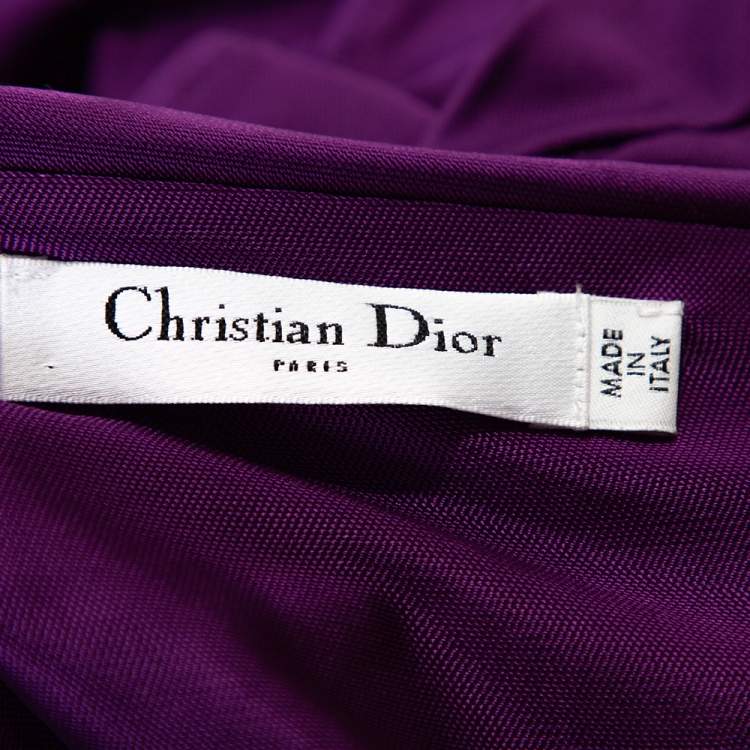مملوكة مسبقًا Christian Dior Jersey Pleated Crossover Long Sleeve Top M 