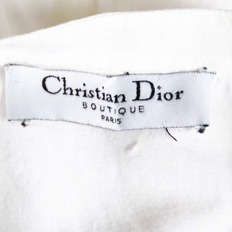 Pre Owned Dior White Embroidered Cotton Skirt & Top Set L