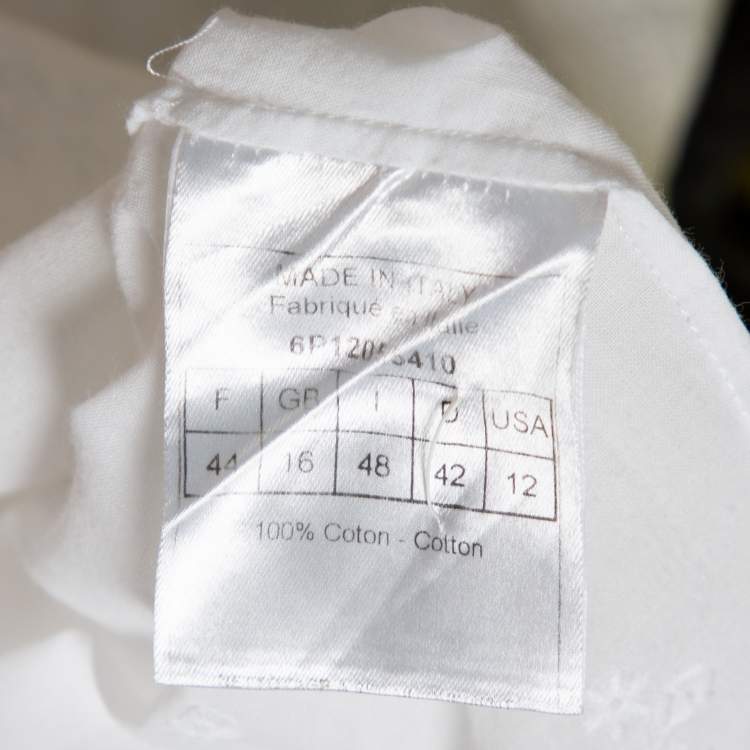 Pre Owned Dior White Embroidered Cotton Skirt & Top Set L