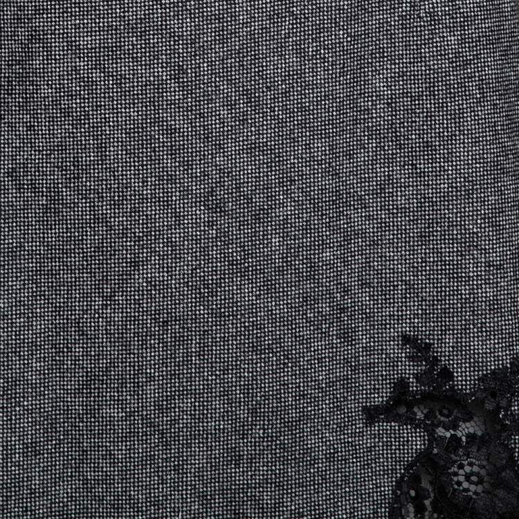 مملوكة مسبقًا Dior Monochrome Wool Lace Trim Mini Skirt M