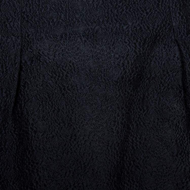 مملوكة مسبقًا Dior Black Floral Embossed Cotton Silk Flared Skirt M