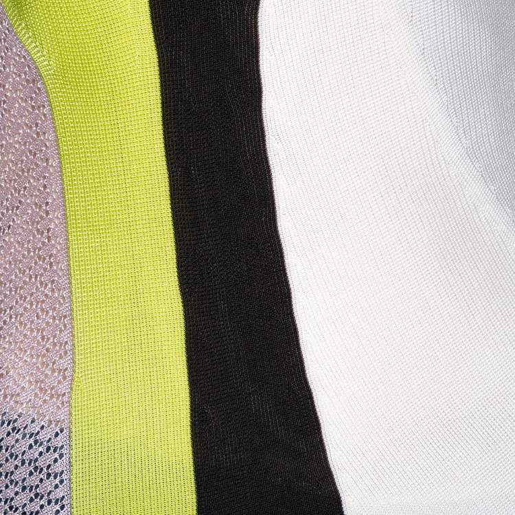 Pre Owned Dior Multicolor Color Block Knit Asymmetrical Top M
