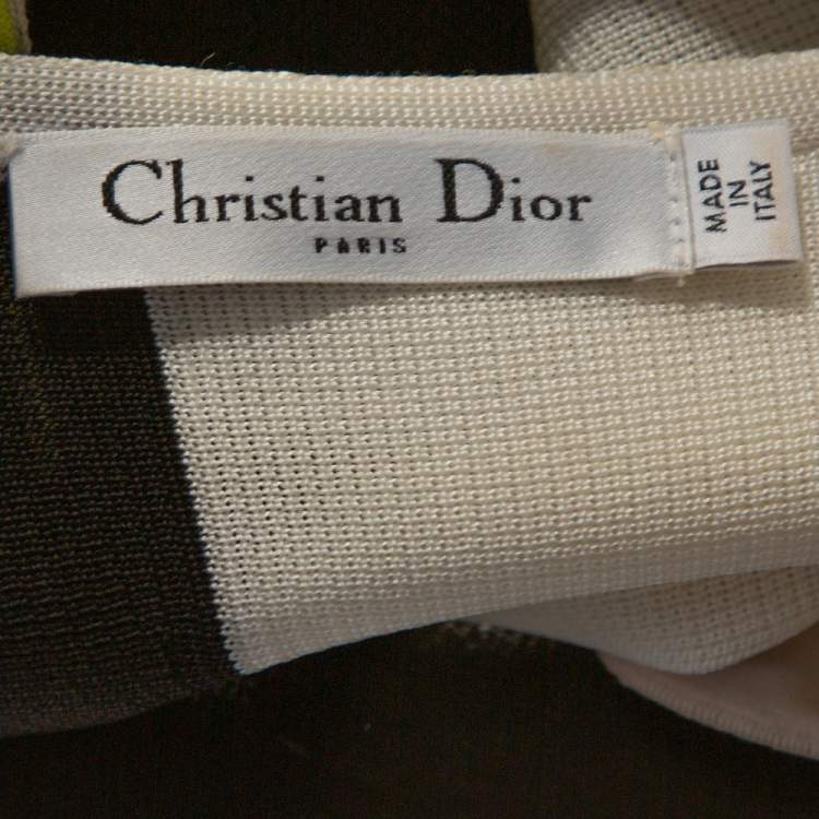 Pre Owned Dior Multicolor Color Block Knit Asymmetrical Top M