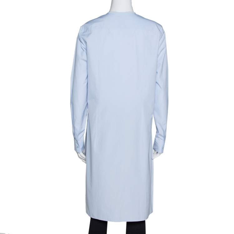 Pre Owned Dior Light Blue Cotton Bee Embellished Button Down Tunic S