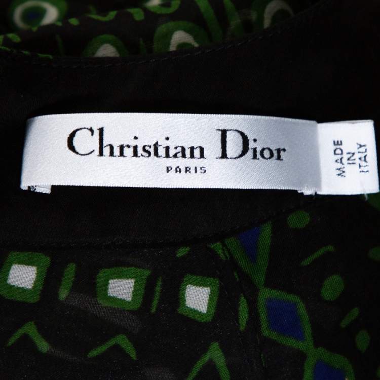 Pre Owned Dior Black Tribal Floral Print Cotton Flared Jumpsuit S