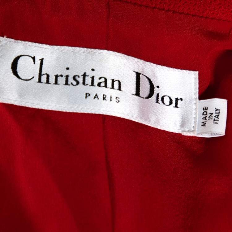 Pre Owned Dior Red Wool Mini Coat Dress M
