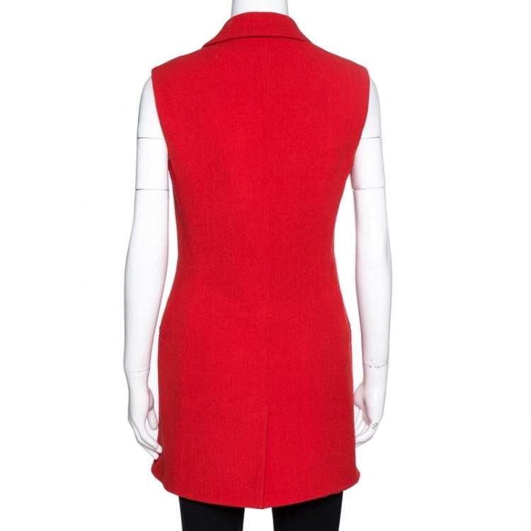 Pre Owned Dior Red Wool Mini Coat Dress M