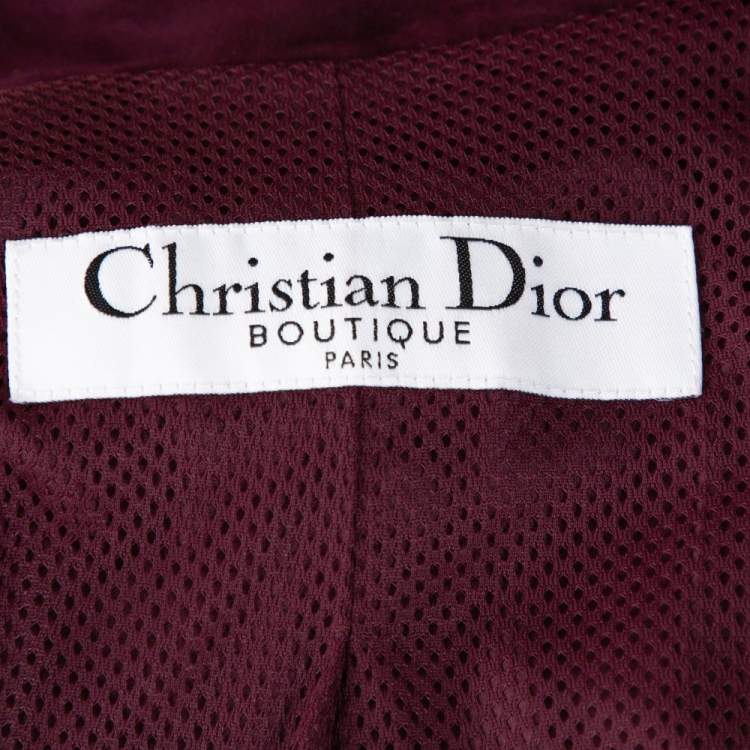 Pre Owned Dior Burgundy Suede Belted Button Front Jacket L