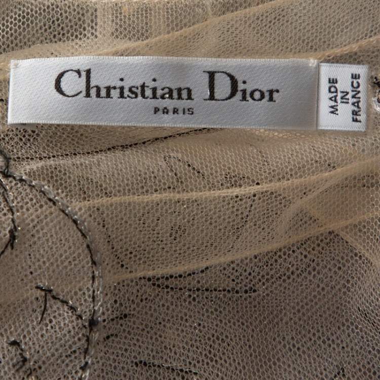 Pre Owned Dior Cream Le Jugement Embroidered Tulle Sleeveless Top S