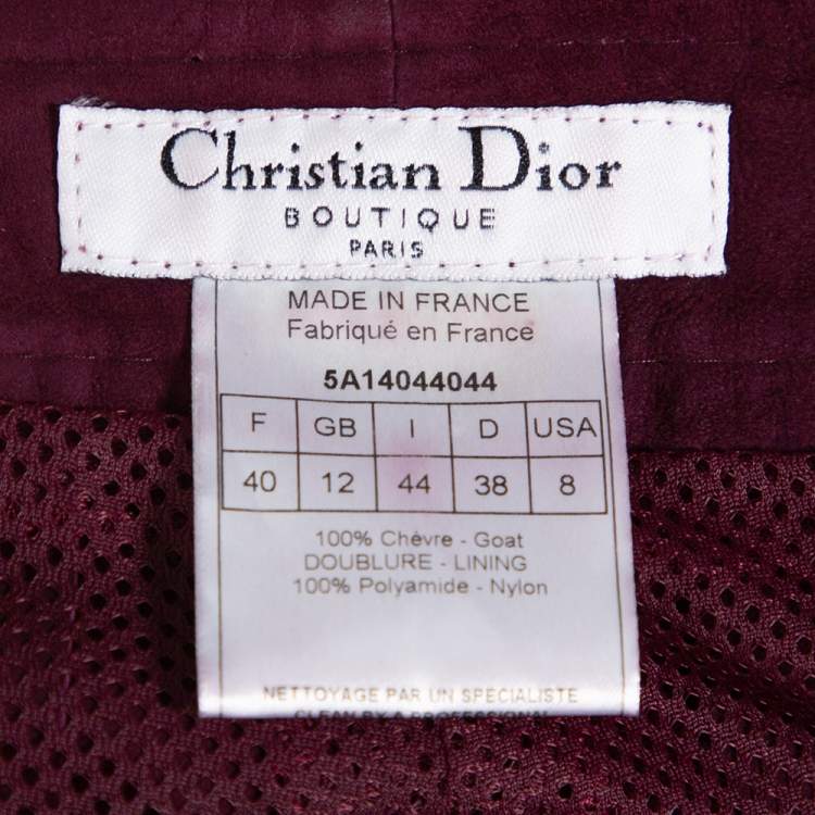 Pre Owned Dior Bordeaux Suede Flared Trousers M