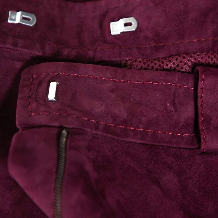 Pre Owned Dior Bordeaux Suede Flared Trousers M