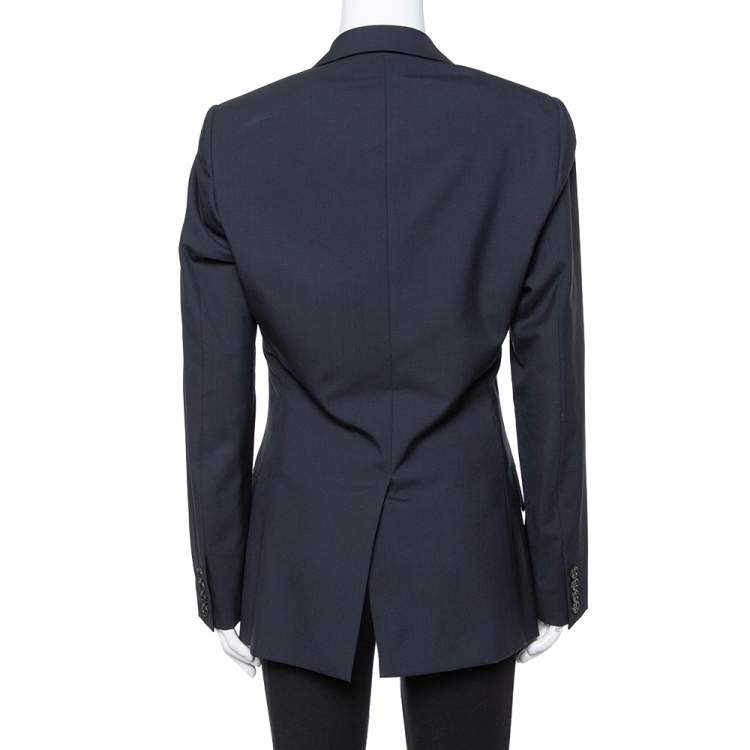 Pre Owned Dior Navy Blue Wool Tailored Blazer L